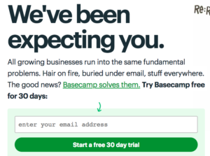 basecamp popup, we’ve been expecting you, microcopy