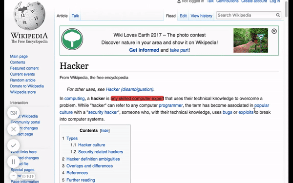adding annotations on wikipedia using the webtoppings service